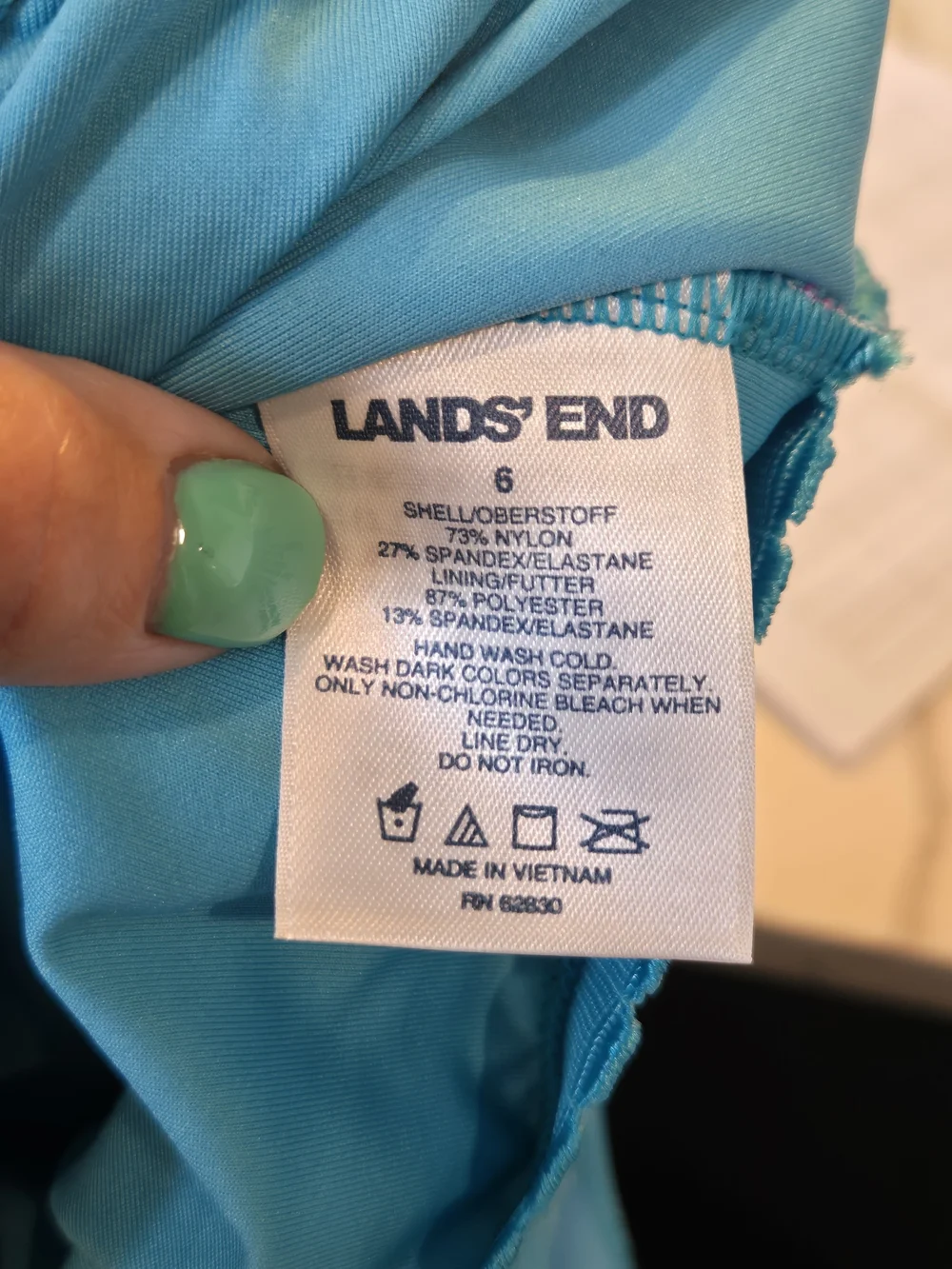 ​Lands' End Tropical Leaf One Piece Swimsuit Soft Cup Aqua Pink Size 6